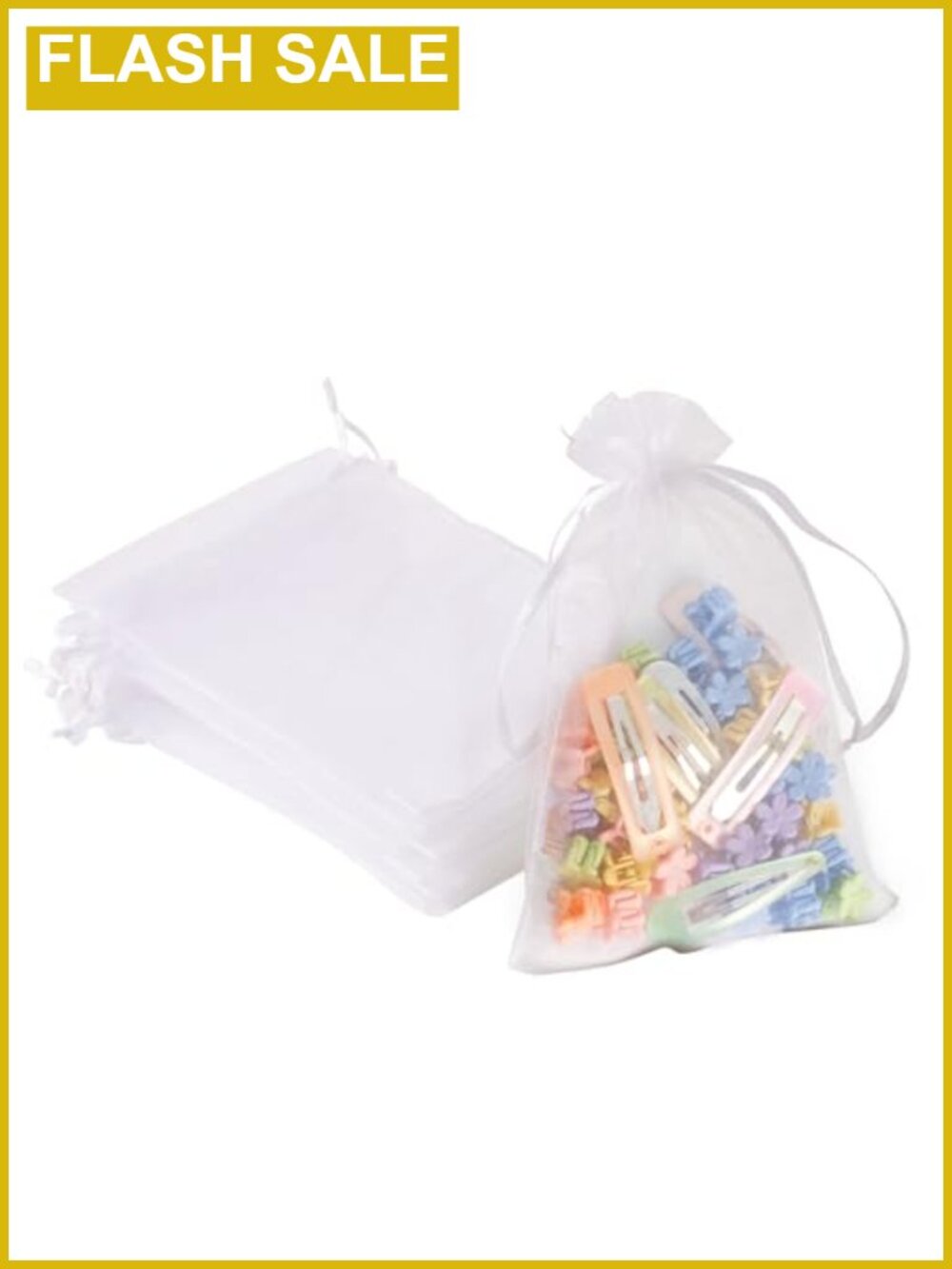 100pcs White Organza Bags 4x6 Drawstring Jewelry Gift Bags Party Favors